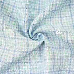 Green-Blue-White Spence Bryson Gingham Check Linen Woven Fabric