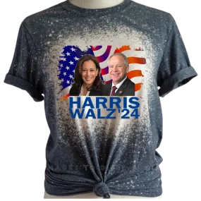 Harris Walz 24 Custom Bleached T-Shirt