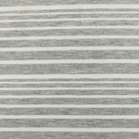 Heather Light Gray-White Stripe Stretch Jersey Knit Fabric