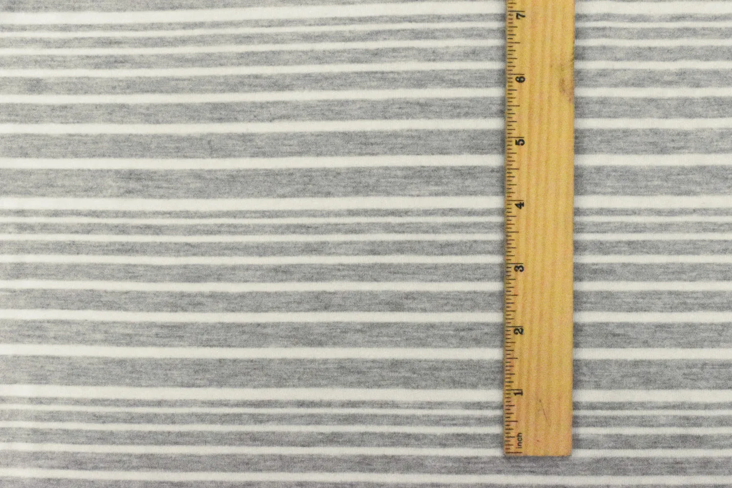 Heather Light Gray-White Stripe Stretch Jersey Knit Fabric