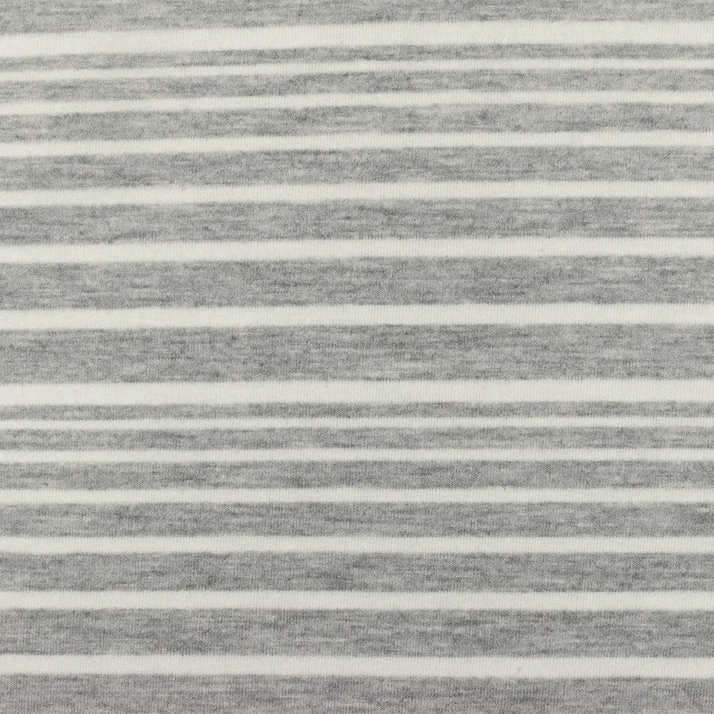 Heather Light Gray-White Stripe Stretch Jersey Knit Fabric