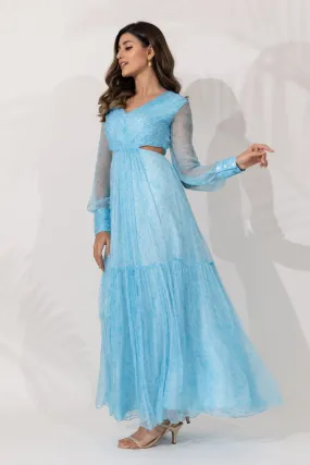 Himalayan Poppy Maxi-Dress with Side Cutouts