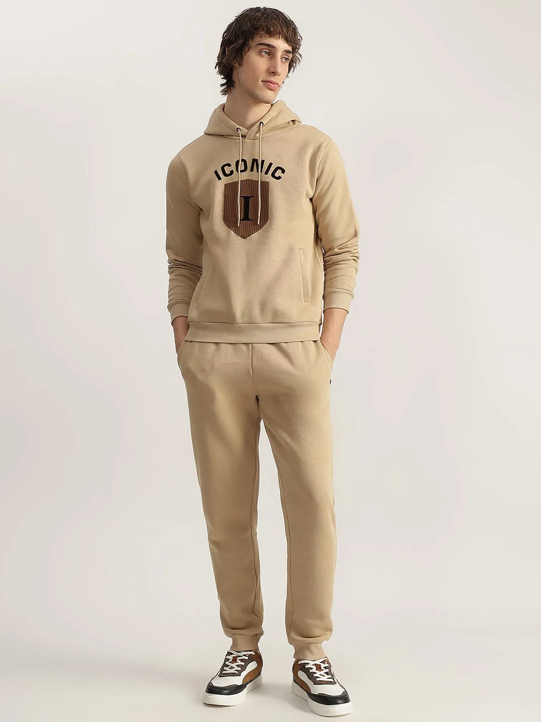 Iconic Men Khaki Solid Regular Fit Joggers