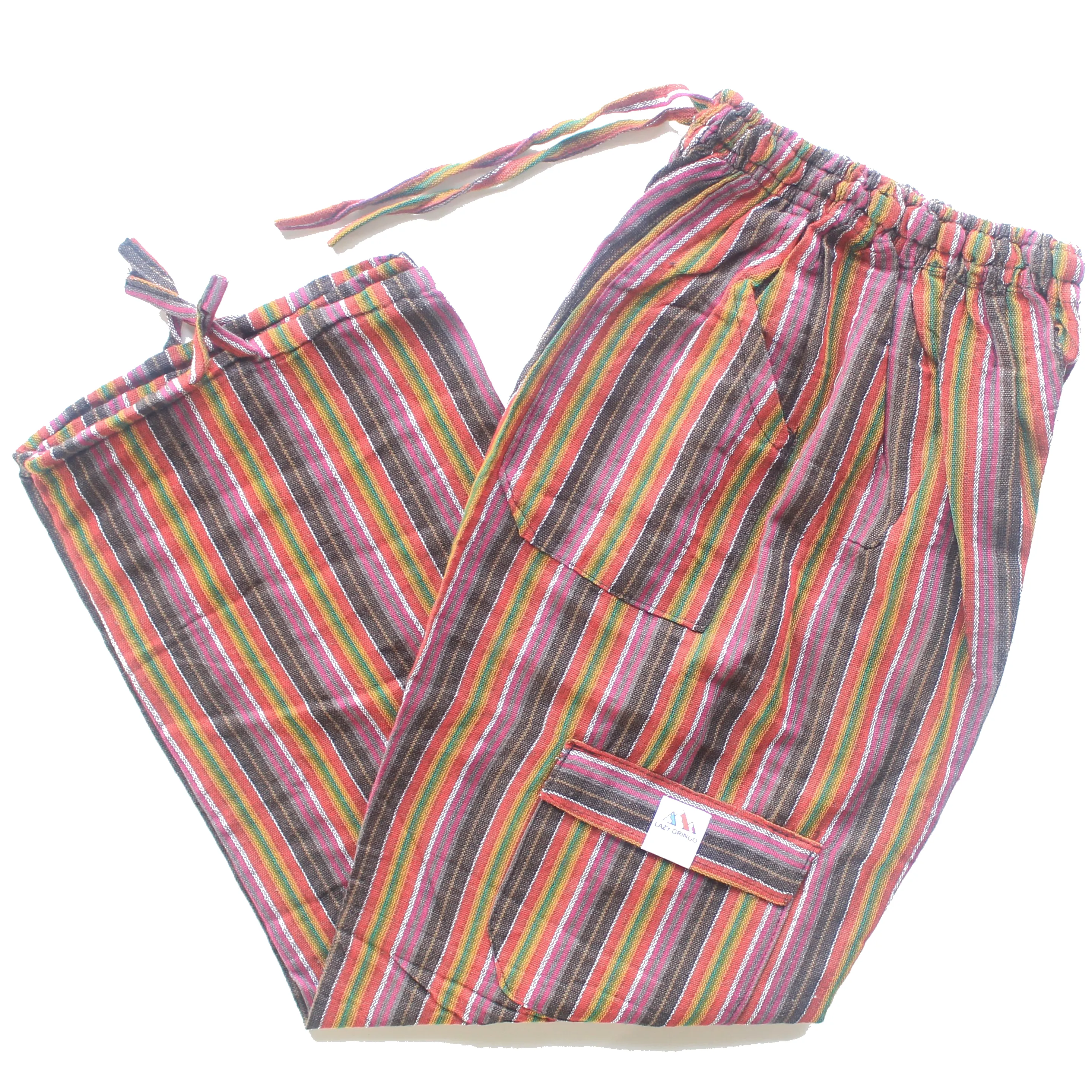 (Large) Brownish Red with White Stripes 0173