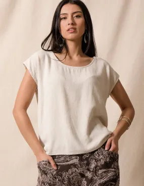 Linen Blend Boxy Top - Small Only