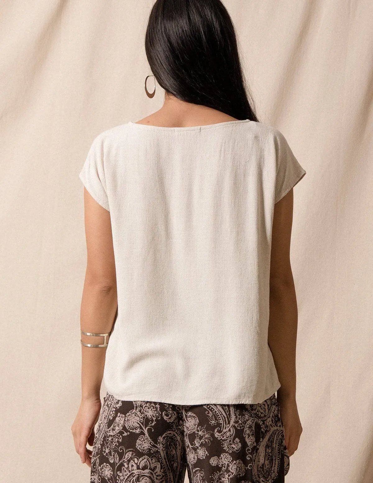 Linen Blend Boxy Top - Small Only
