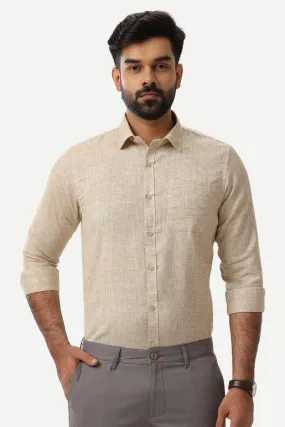 Linen Feel - Olive Sandal Formal Shirts For Men | Ariser