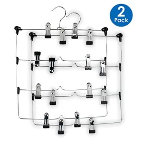 LOHAS Home 4 Tier Skirt Hanger Pants Hanger Stainless Steel Foldable Space Saving Hangers (2-Pack)