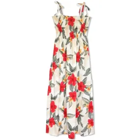 Makaha Cream Maxi Hawaiian Dress