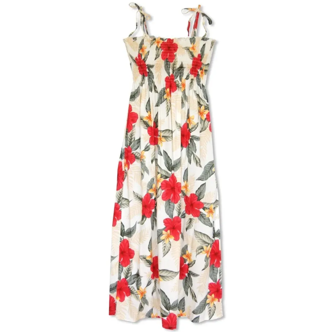 Makaha Cream Maxi Hawaiian Dress