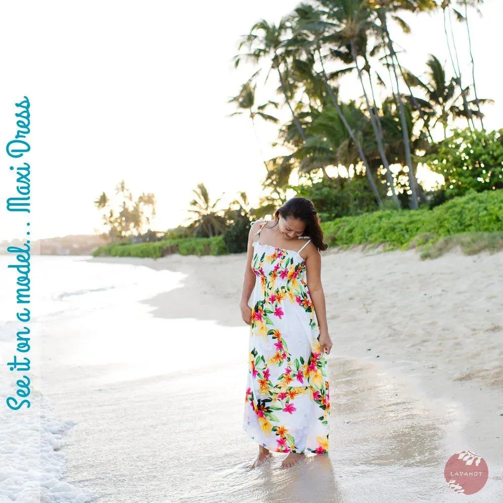 Makaha Cream Maxi Hawaiian Dress
