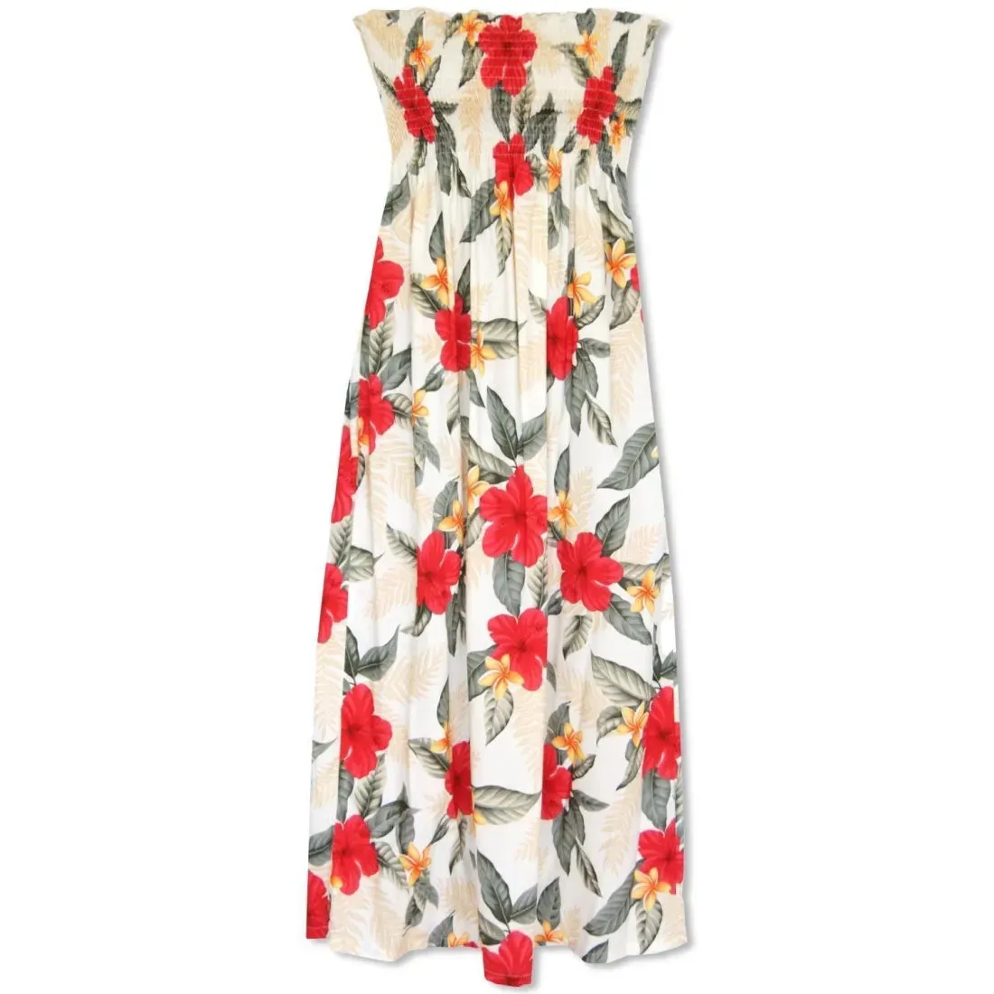 Makaha Cream Maxi Hawaiian Dress