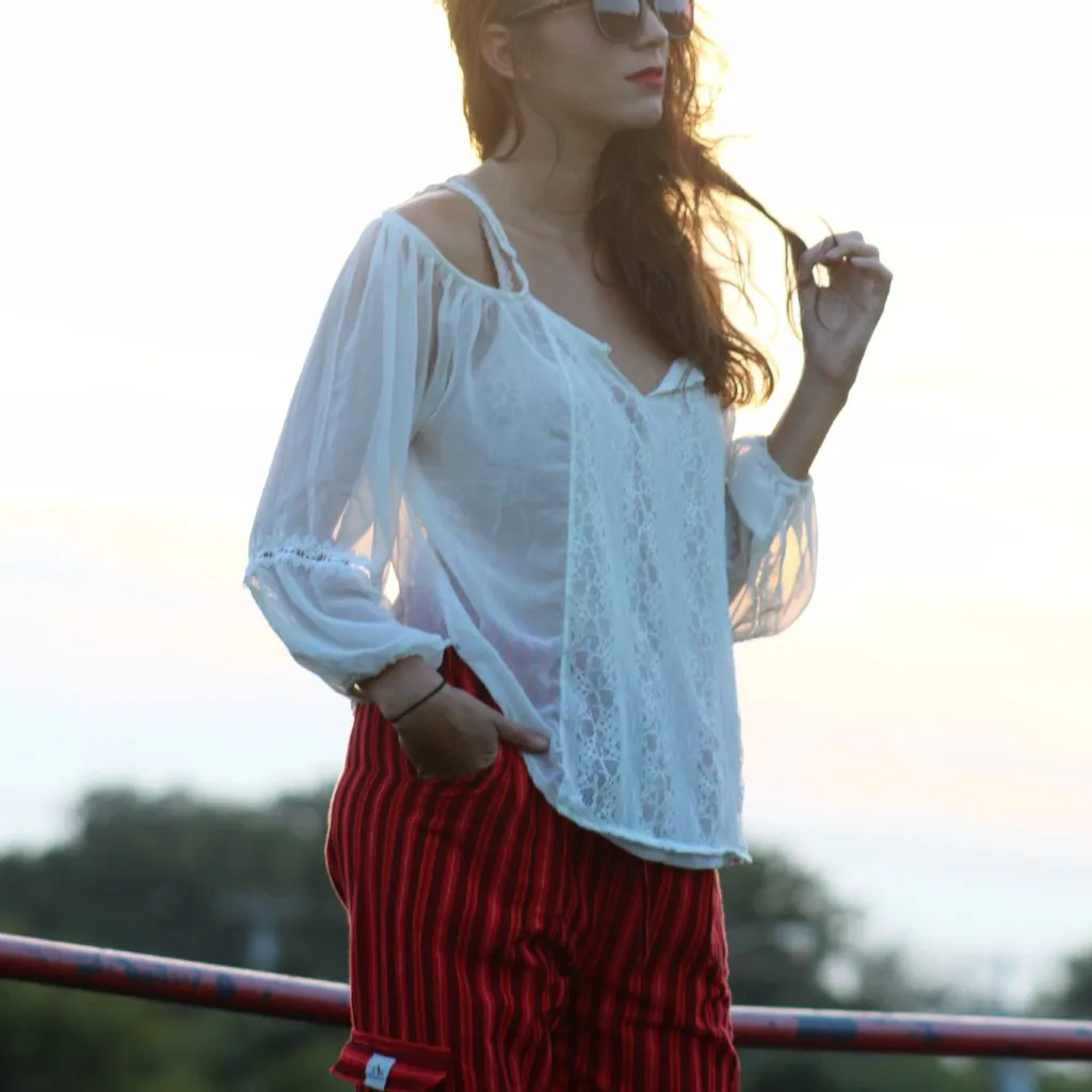 (Medium) Pink with Blackish Stripes Lounge Pants 0038