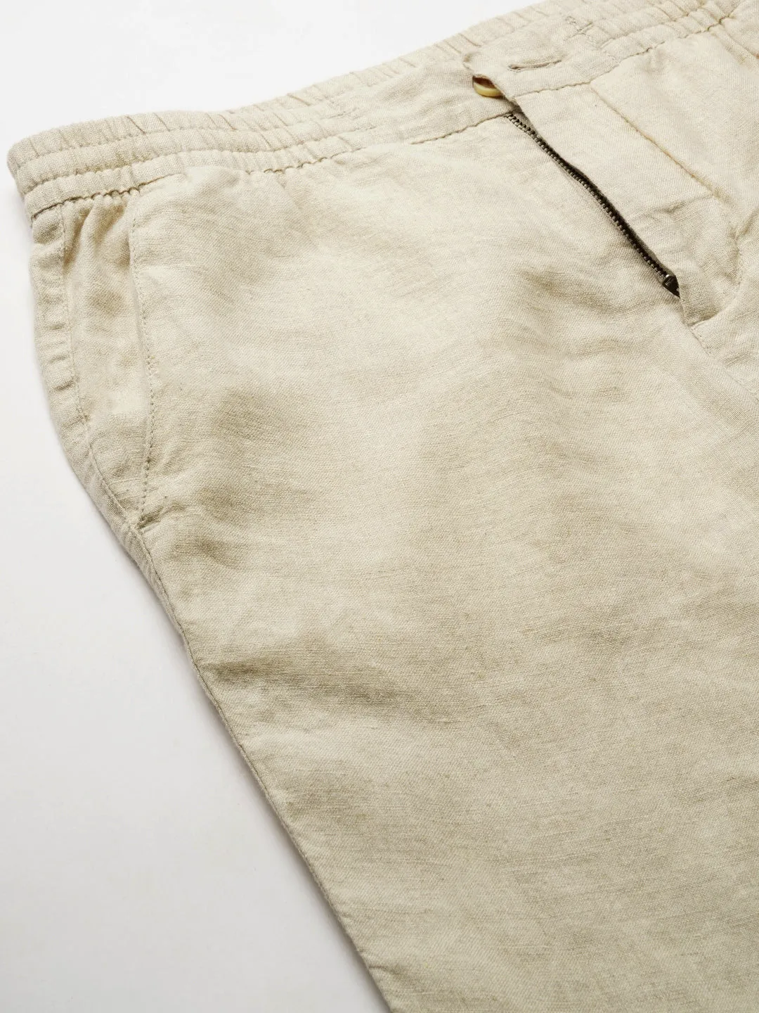 Men's Natural 100% Linen Regular Fit Pant