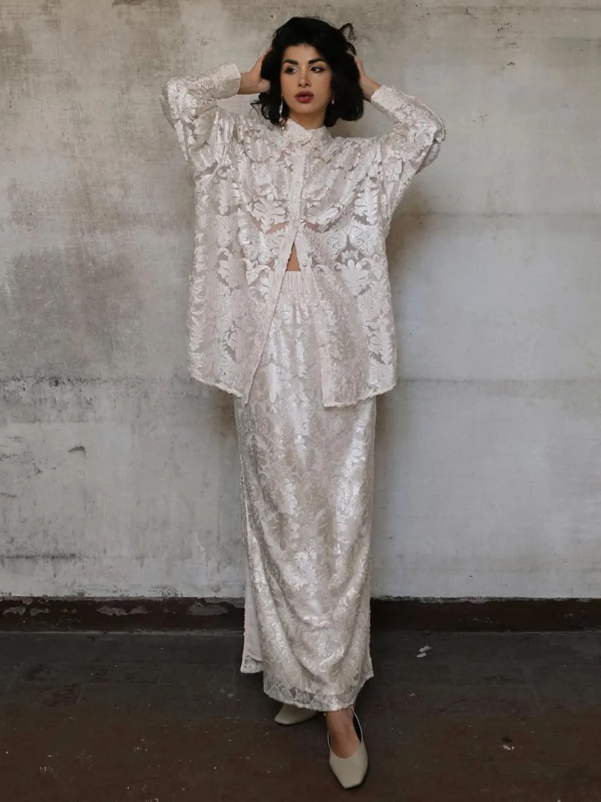 Modern Chinese Burnout Midi Skirt