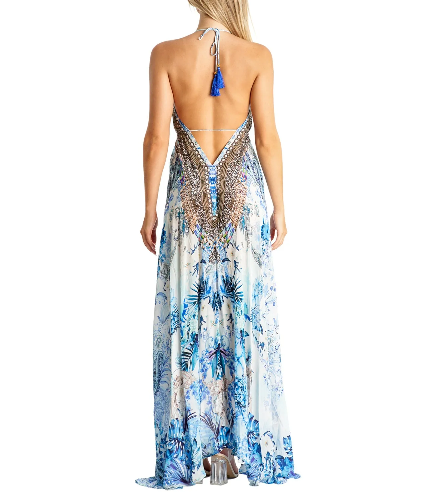 Ocean Maxi Halter High Low Dress