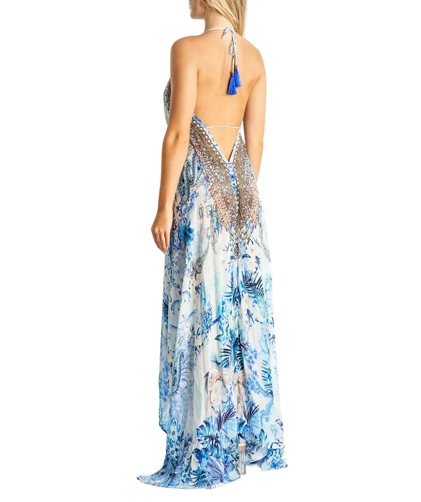 Ocean Maxi Halter High Low Dress
