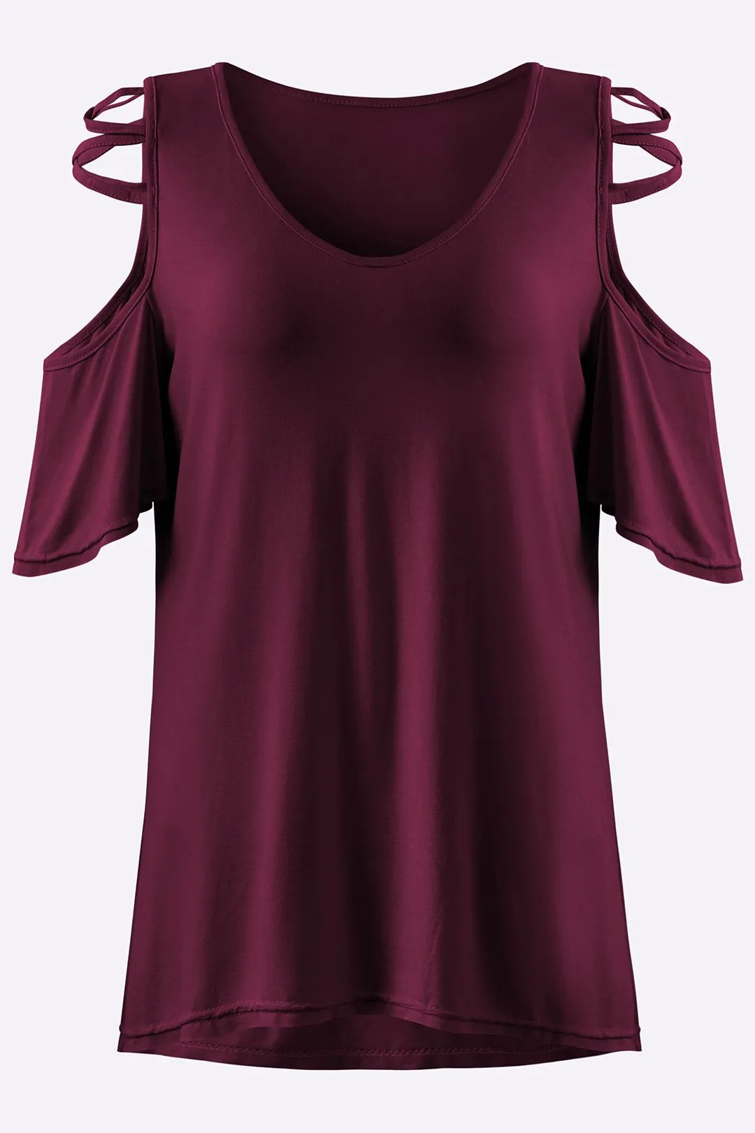 OEM ODM V-Neck Cold Shoulder Short Sleeve T-Shirts
