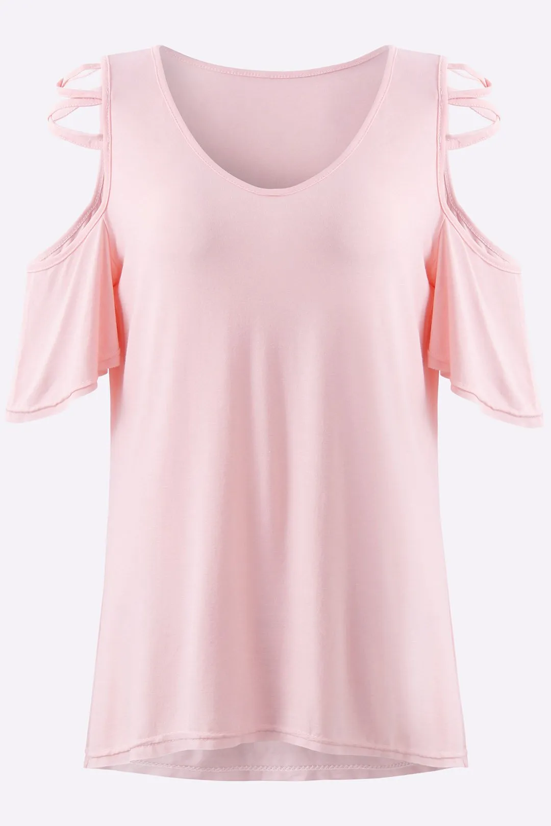 OEM ODM V-Neck Cold Shoulder Short Sleeve T-Shirts