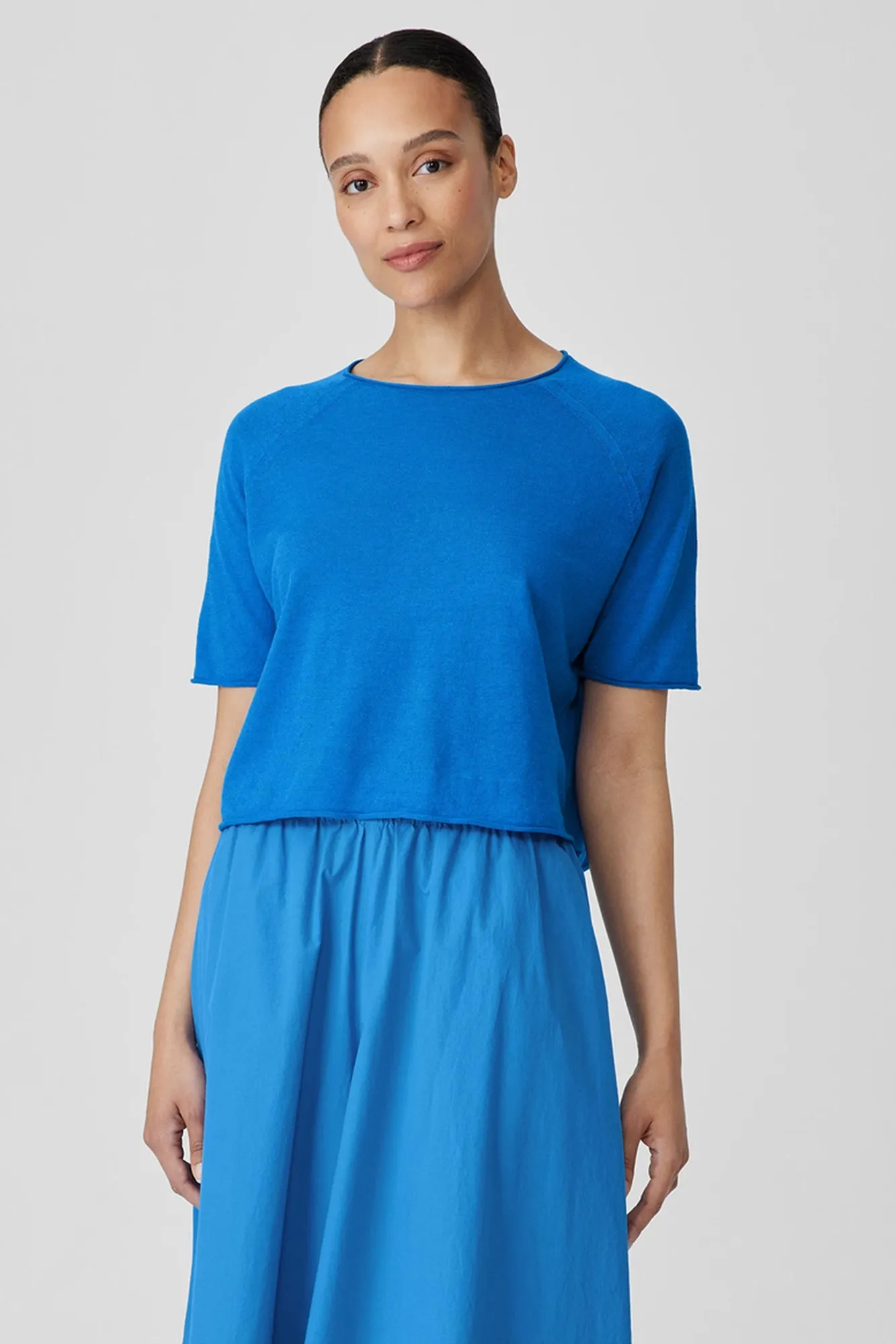 Organic Linen Cotton Jewel Neck Top Calypso