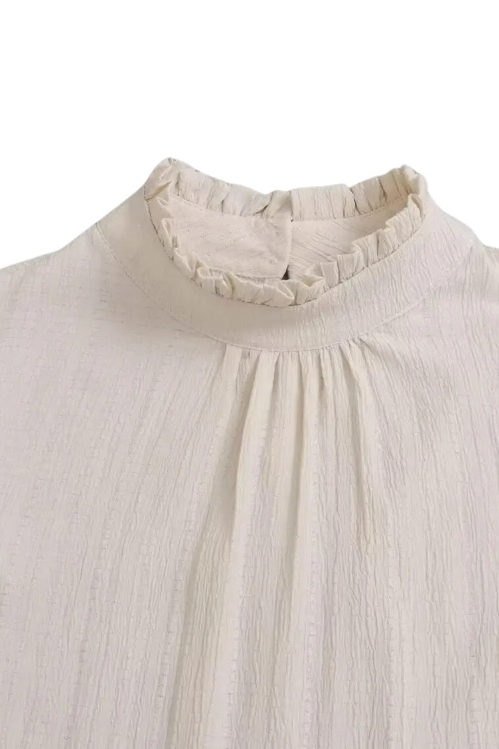 'Phoebe' Crepe Texture Long Sleeved Blouse