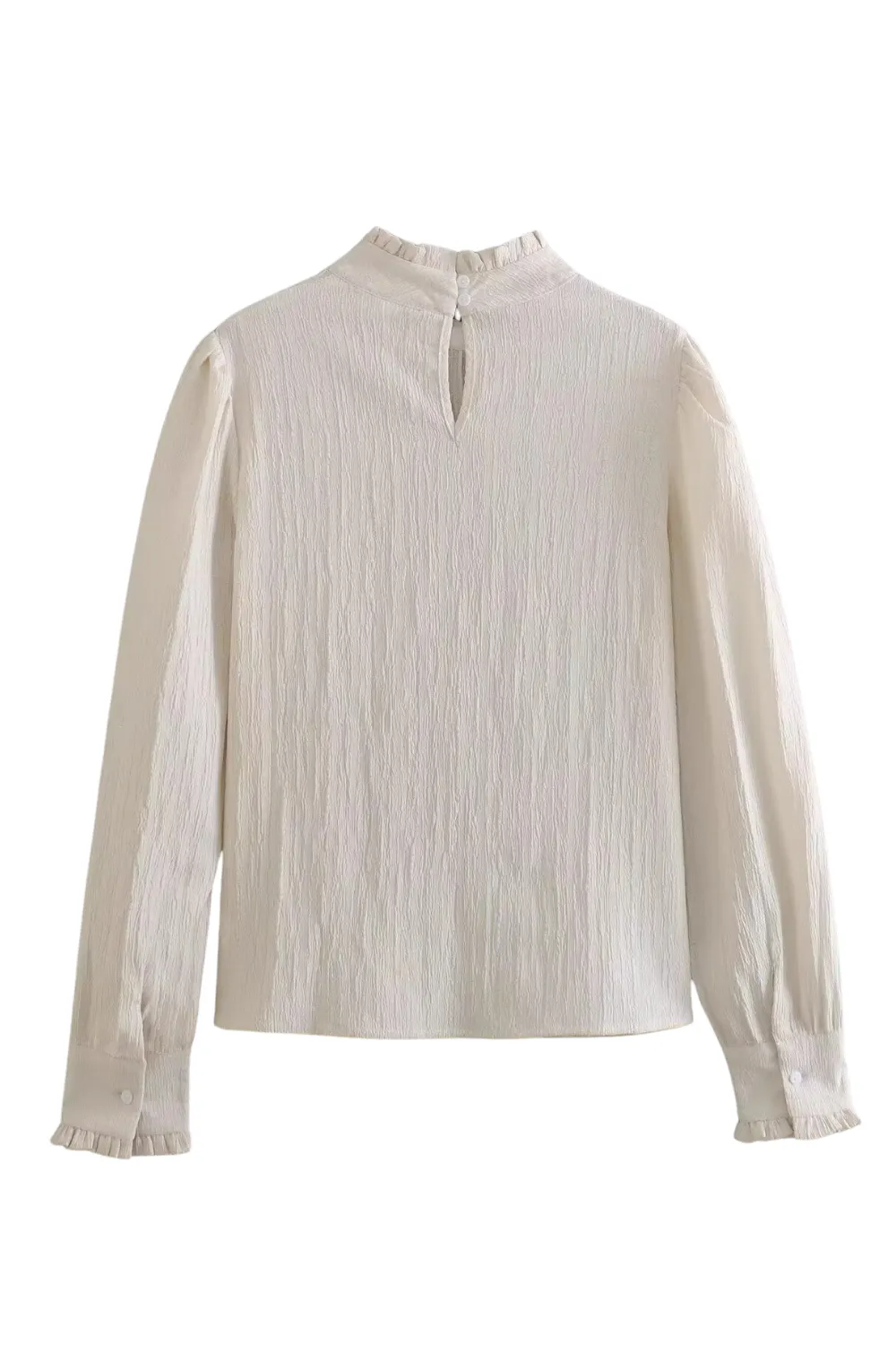 'Phoebe' Crepe Texture Long Sleeved Blouse