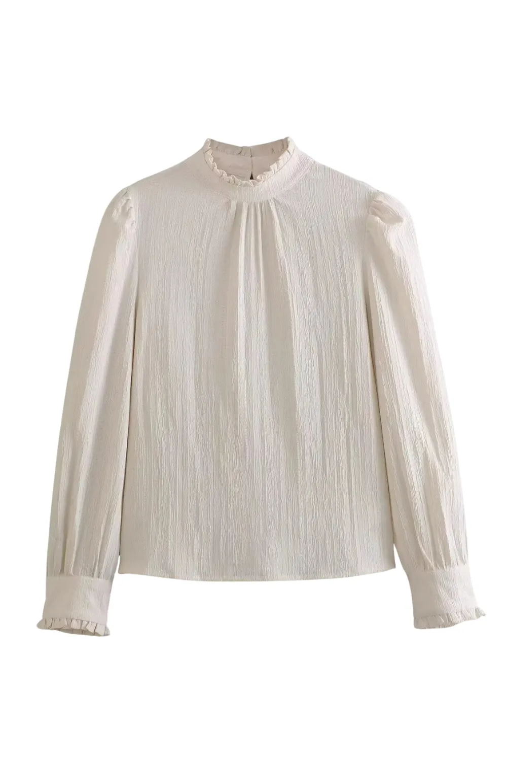 'Phoebe' Crepe Texture Long Sleeved Blouse