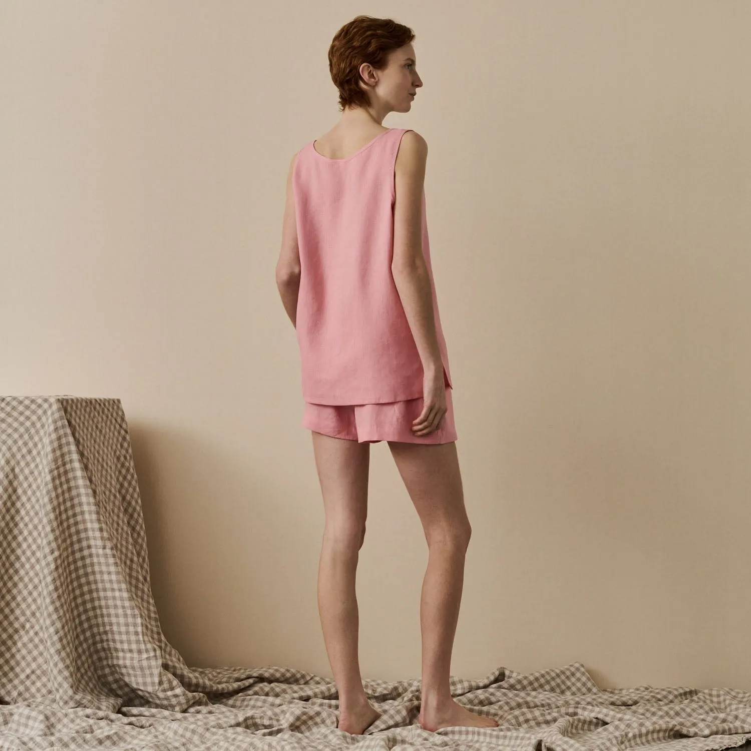 Pink Bloom Linen Cami Set