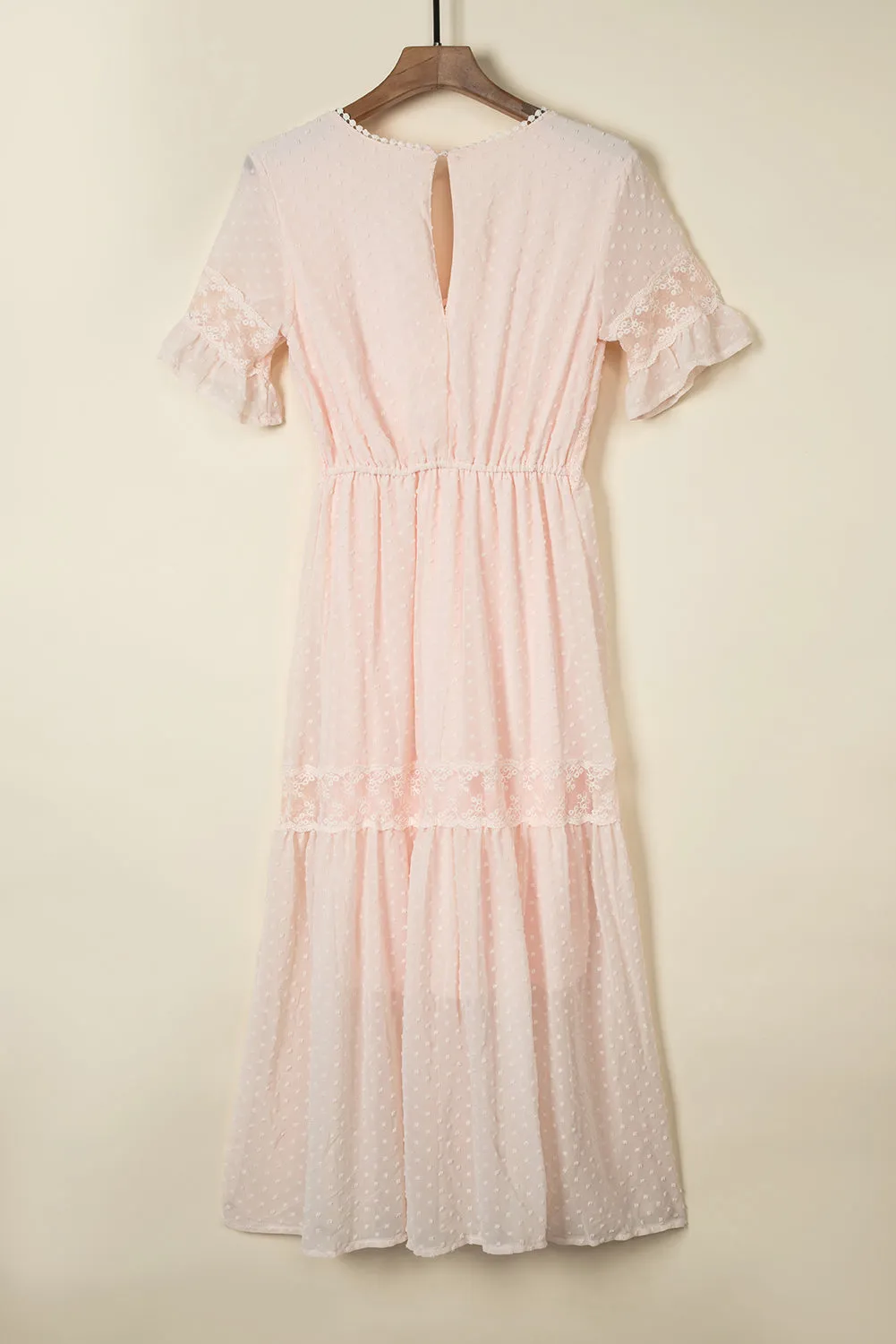 Pink Short Sleeve Boho Maxi Dress