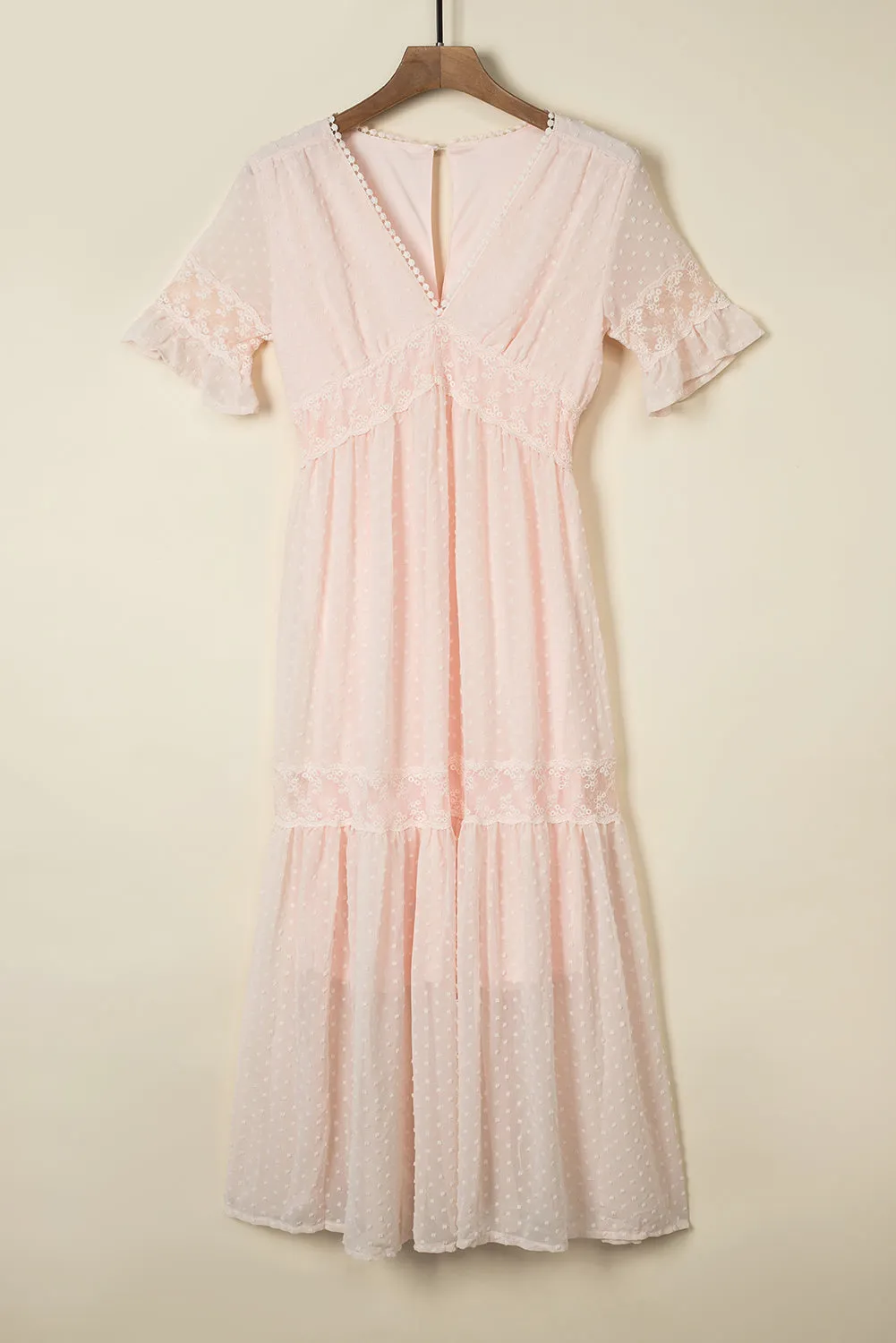 Pink Short Sleeve Boho Maxi Dress