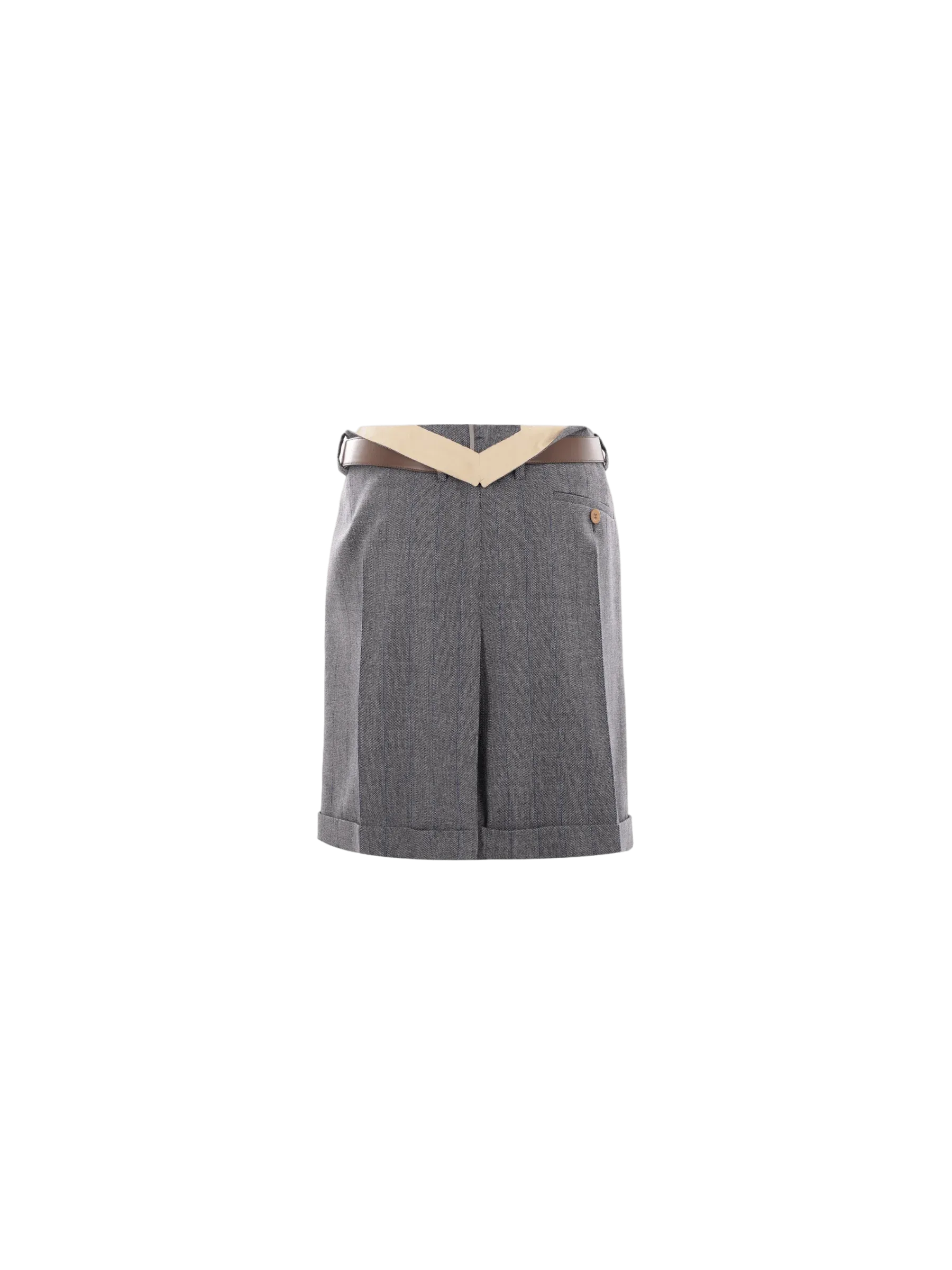Pinstriped Wool Midi Skirt