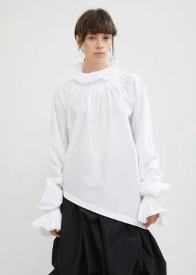 Pleated Collar Poplin Blouse