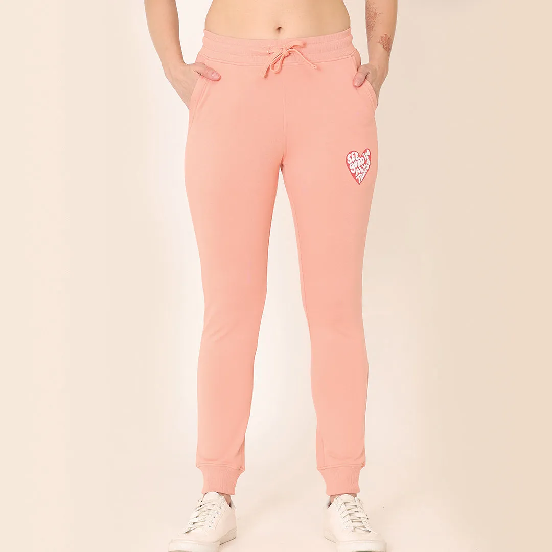Printed Joggers - Soch Peach