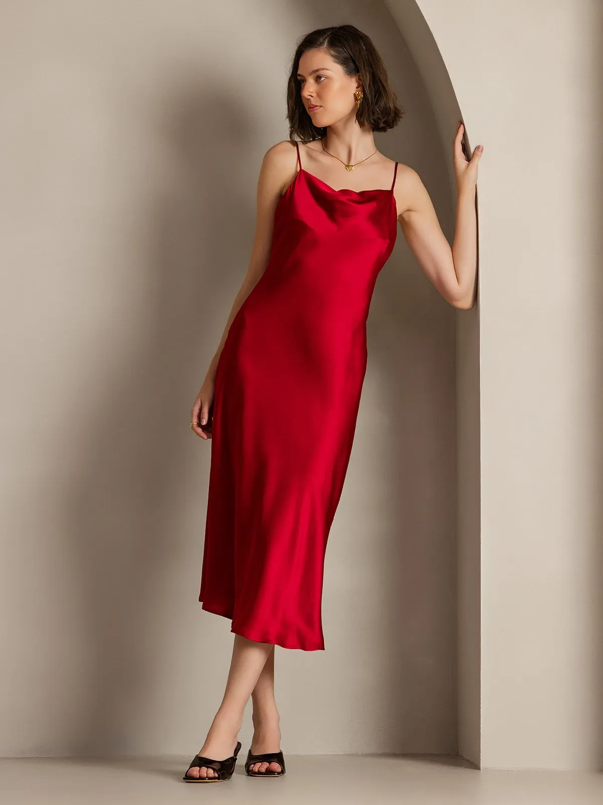 Pure Silk Strap Maxi Long Dresses