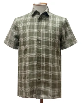 Resort Shirt - Olive & Off-White Check Linen