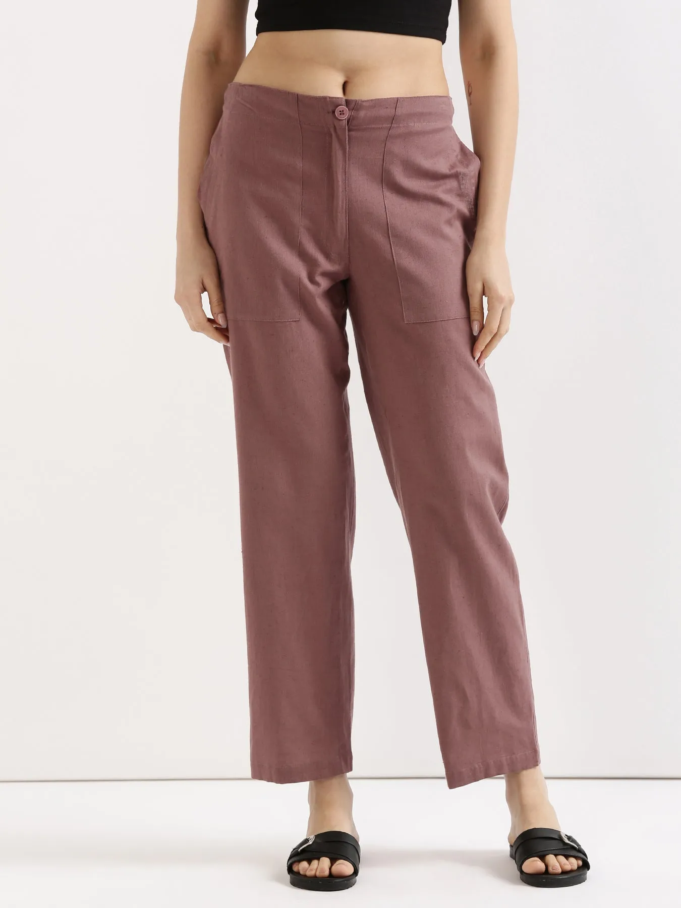 Rose Taupe Airy Linen Pants