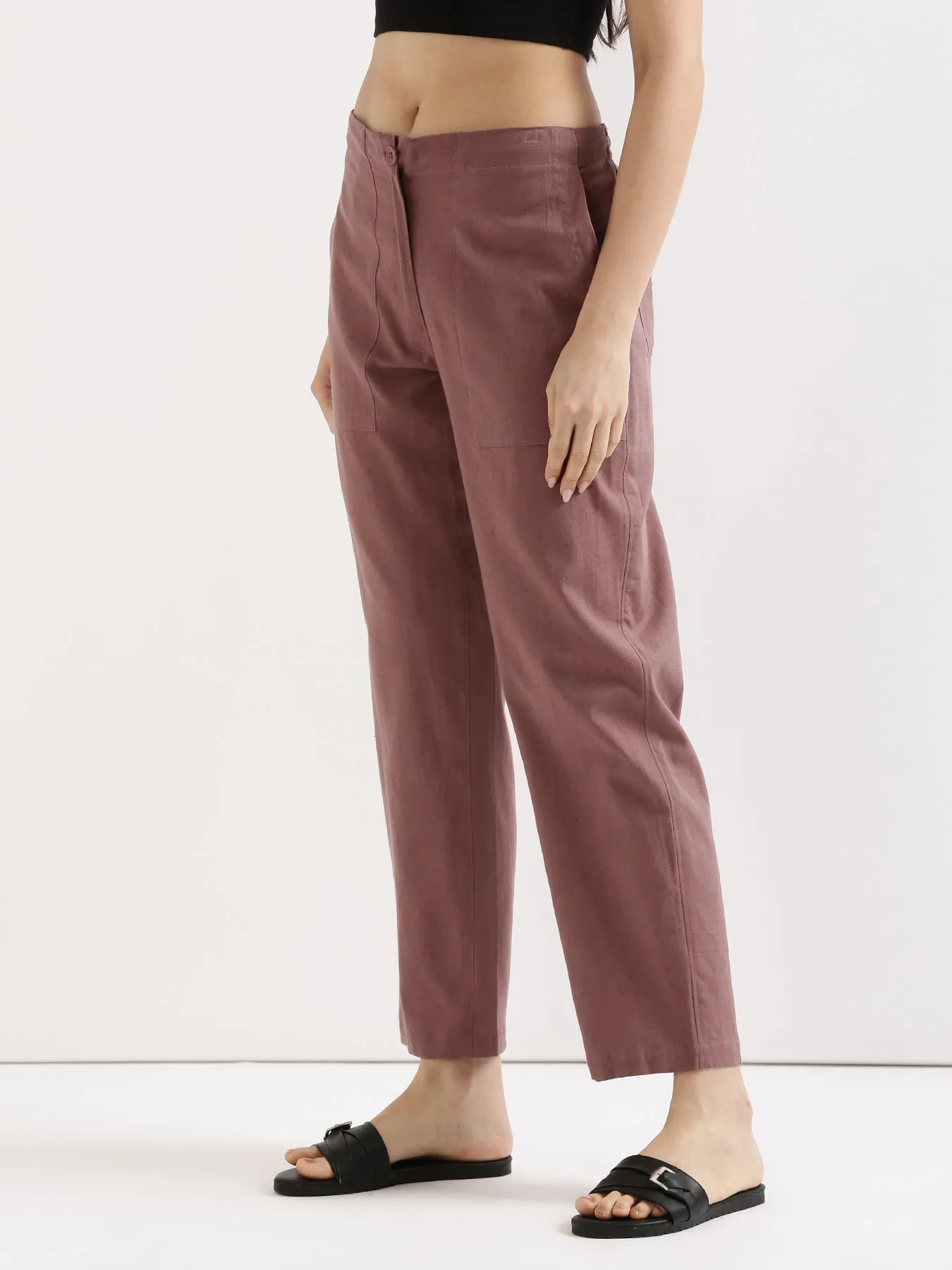 Rose Taupe Airy Linen Pants