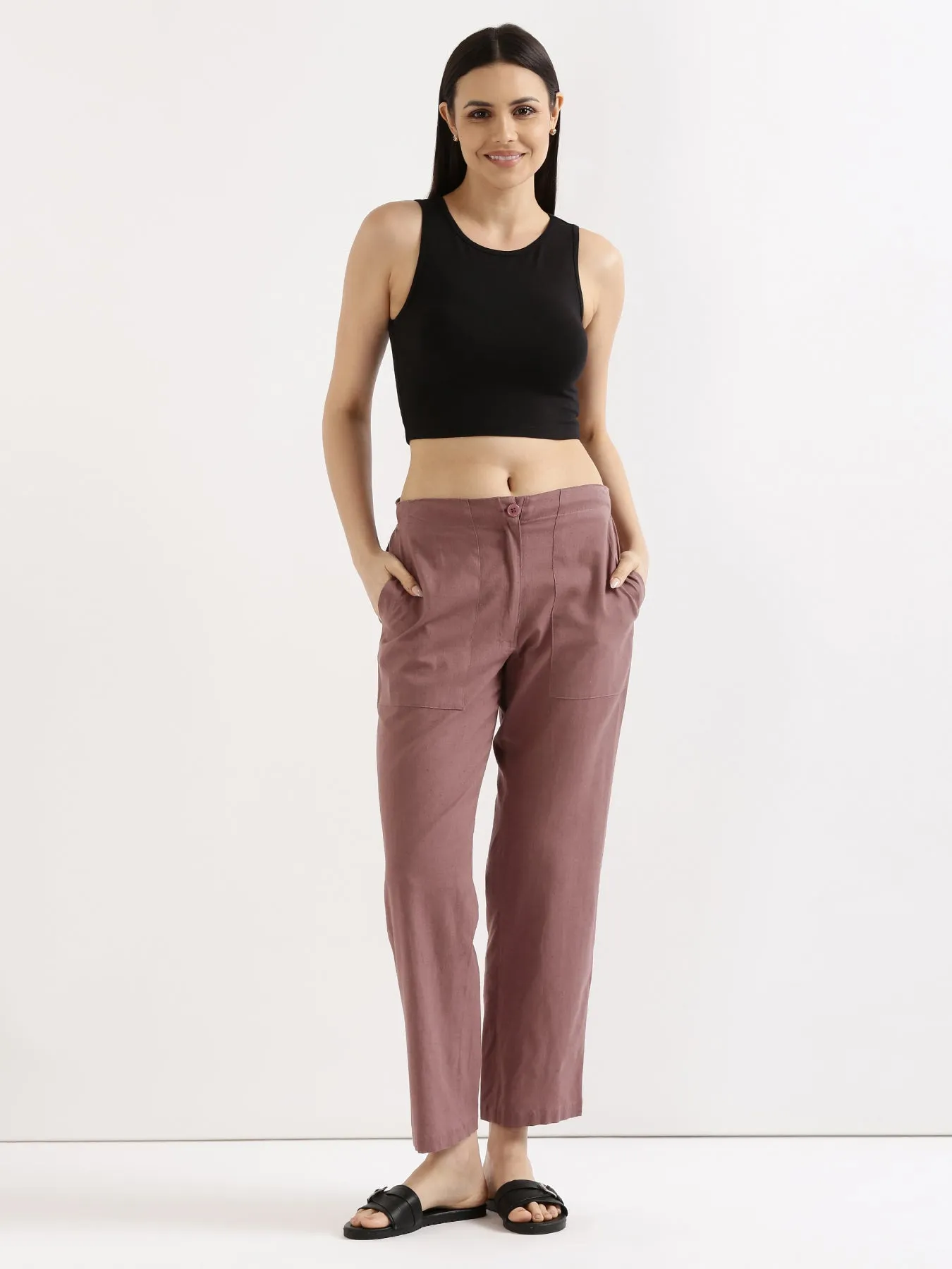 Rose Taupe Airy Linen Pants