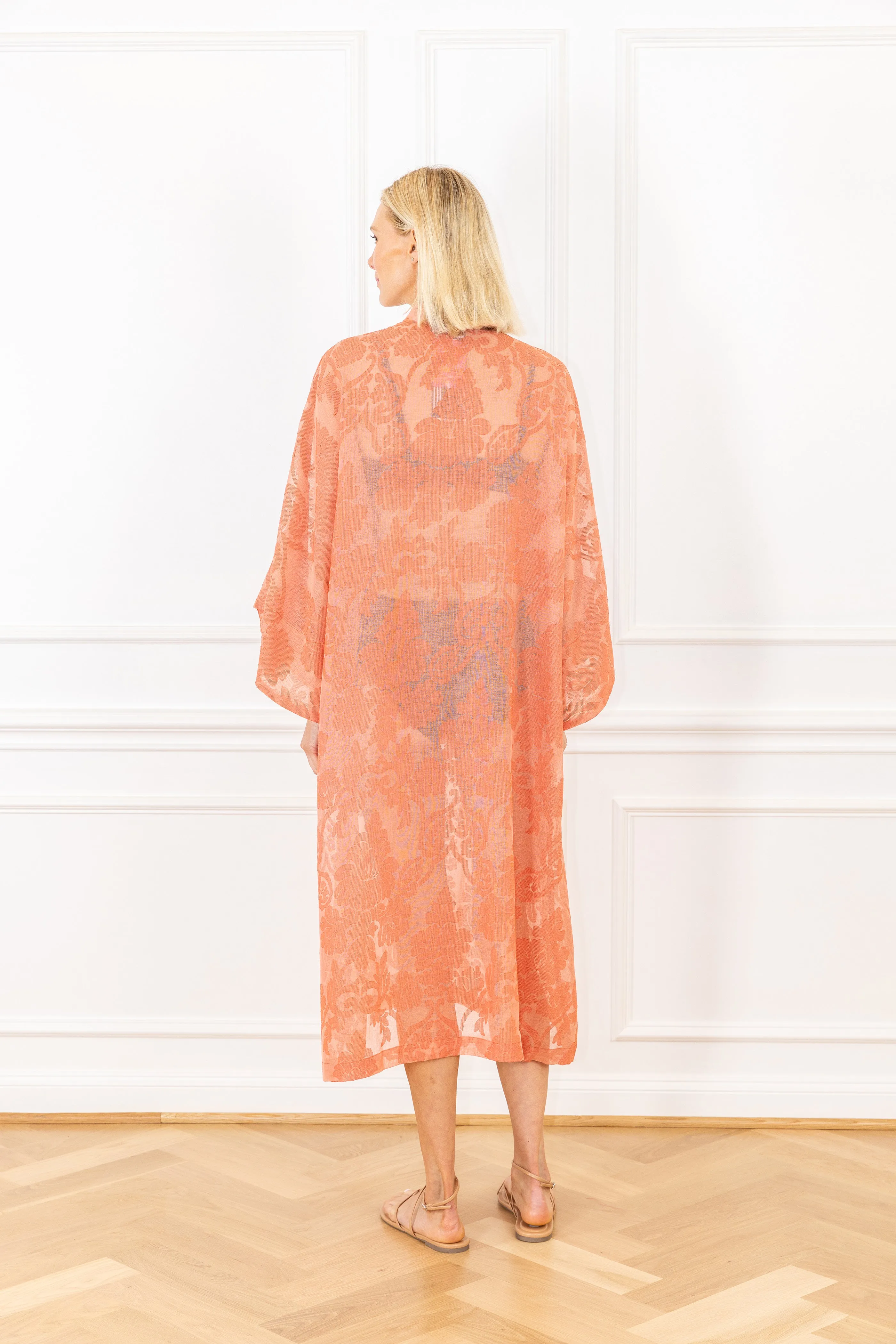 Saffron Florals Sheer Maxi Caftan