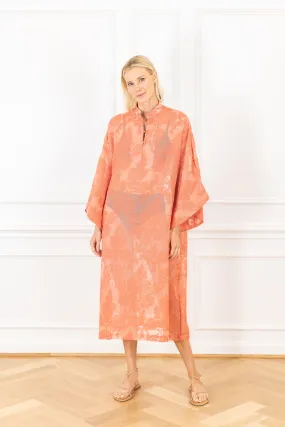 Saffron Florals Sheer Maxi Caftan