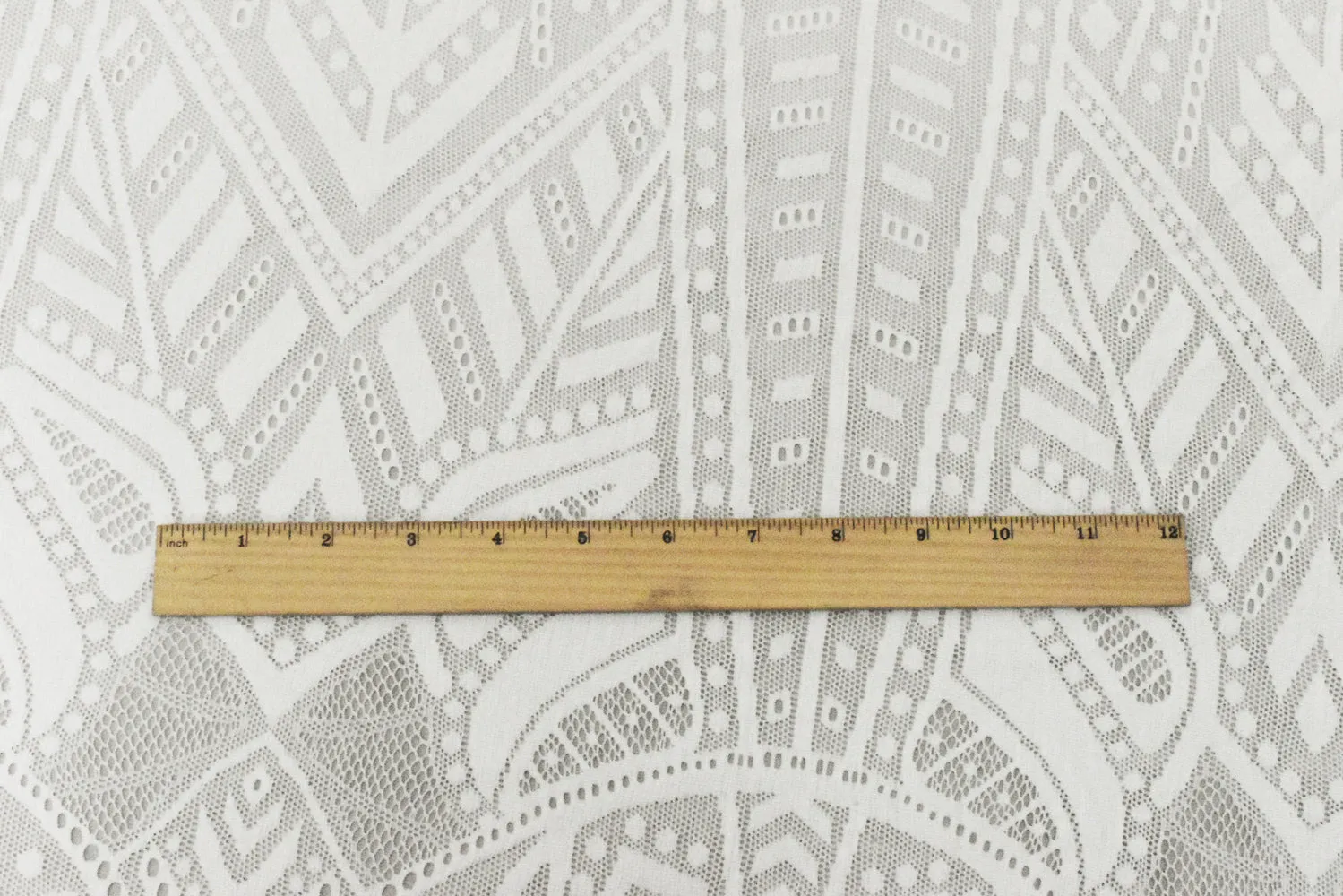 Salt Ivory Tribal Stretch Nylon Lace Knit Fabric