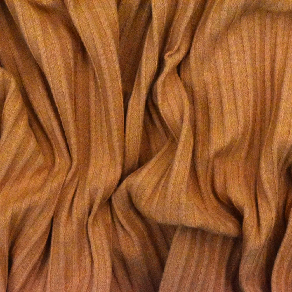 Sand Orange Stretch Cotton 6x3 Rib Knit Fabric