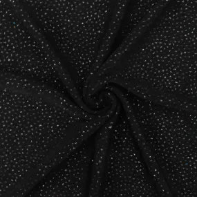 Shiny Black-Black Sparkle Confetti Printed Stretch Slinky Knit Fabric