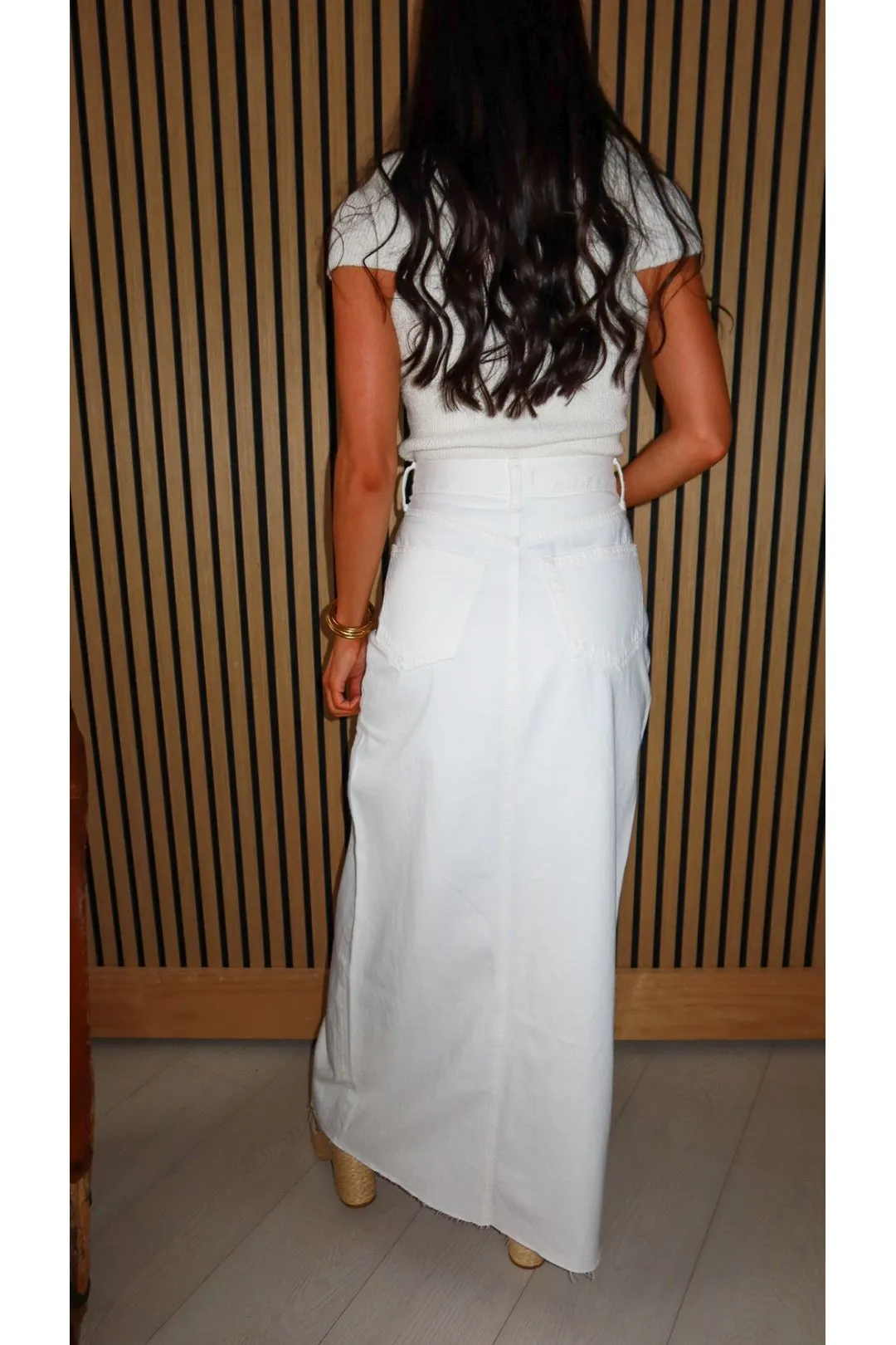 Sienna Open Slit Denim Maxi Skirt