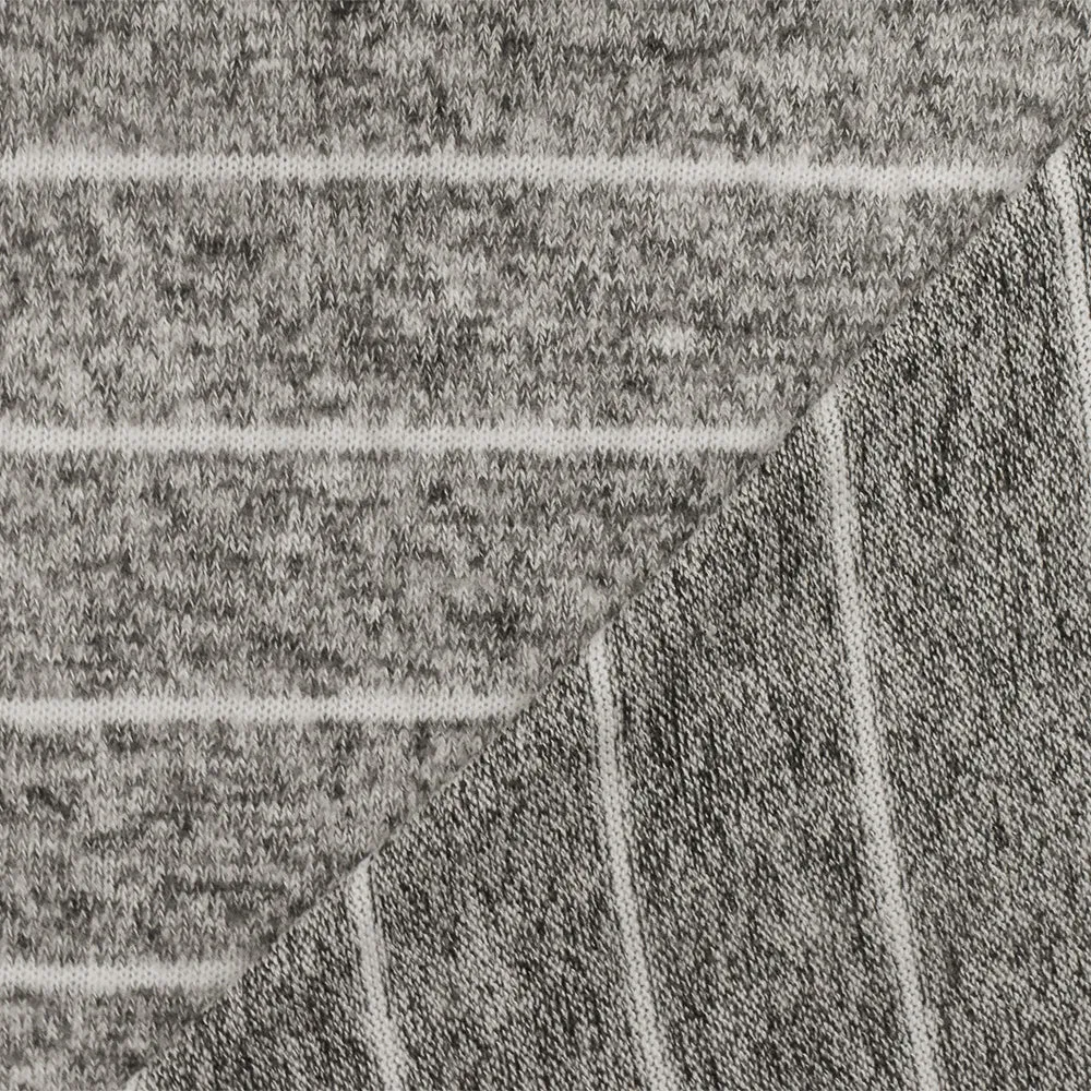 Soft White-Black-White Stripe Texture Stretch Brushed Jersey Knit Fabric