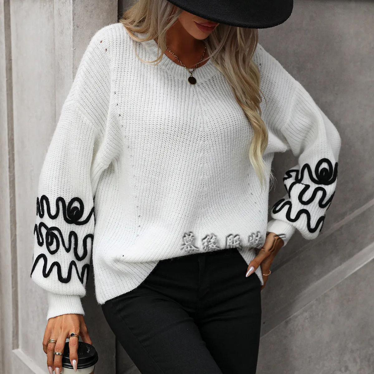 Solid Color Pullover Knitted Women Sweater Wholesale Womens Clothing N3823082600018