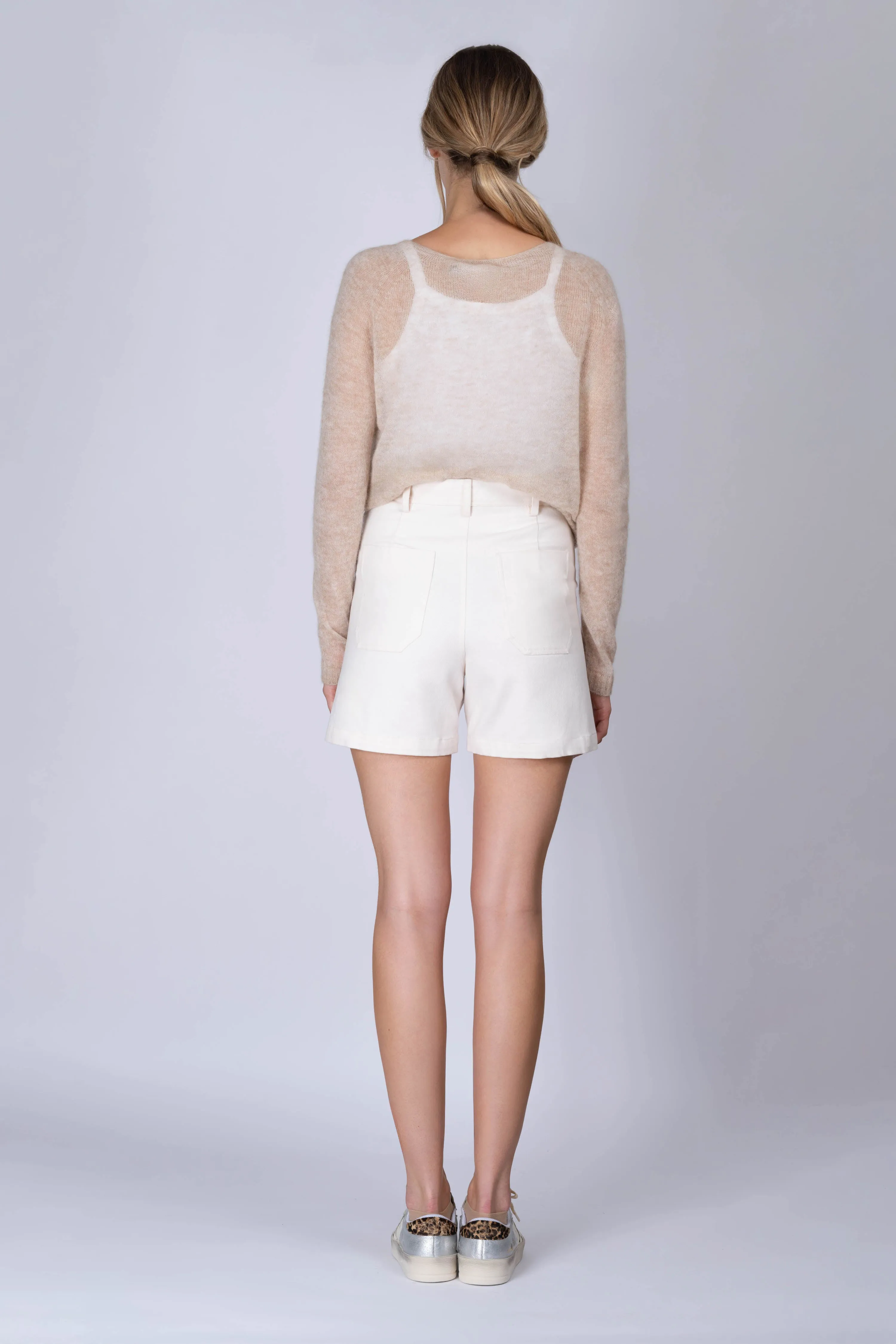 STRETCH Sailor High-Waisted Cotton Twill Shorts