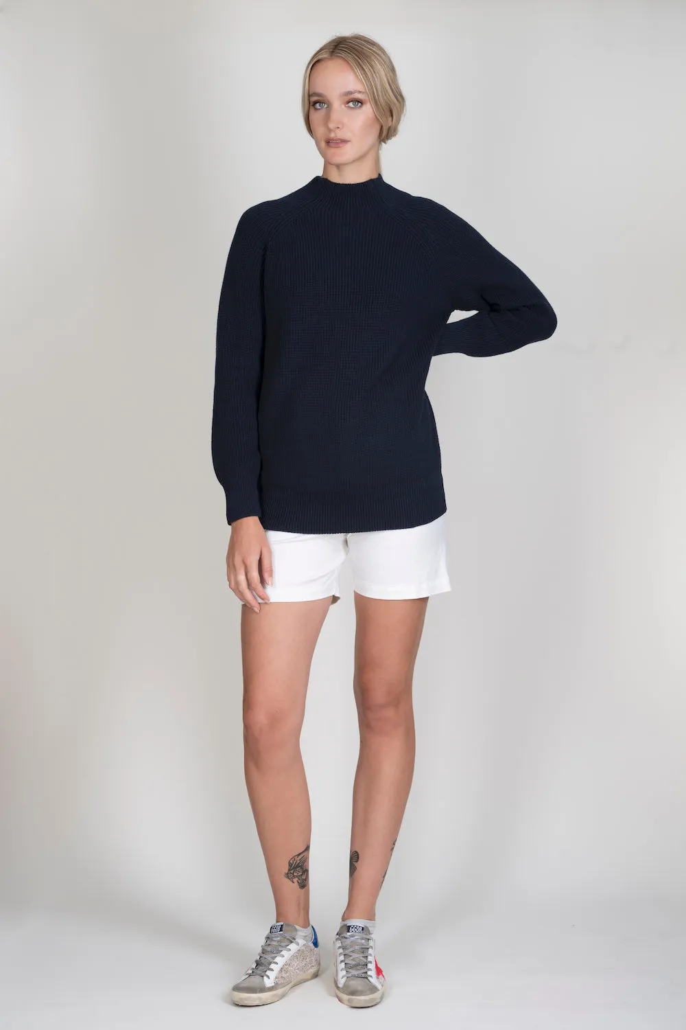 STRETCH Sailor High-Waisted Cotton Twill Shorts