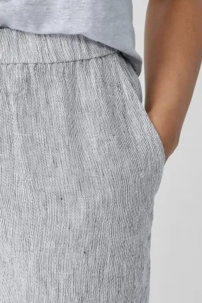 Striped Organic linen Crinkle Wide-Leg Pant White/Black