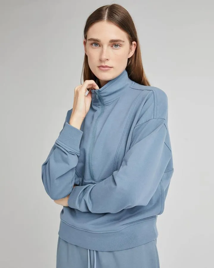 Terry Half Zip Pullover (Blue Mirage)